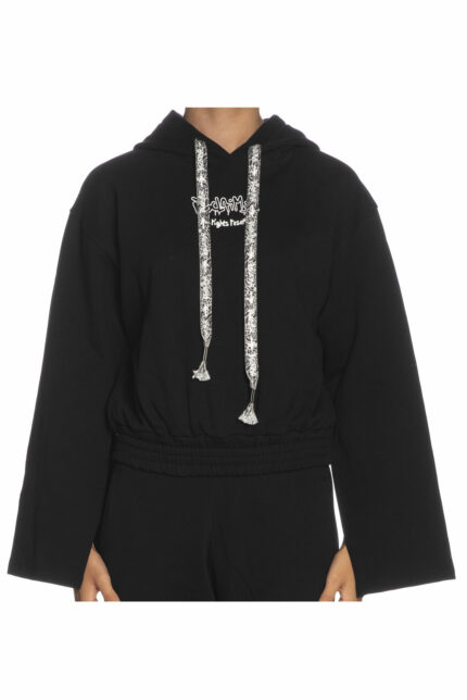 MAGLIA CON CAPPUCCIO DISCLAIMER NERA
